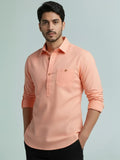 Novasol Men’s Peach Solid Casual Shirt – Full Sleeve Cotton Blend Smart Casual Shirt