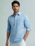 Novasol Men’s Sky Blue Solid Casual Shirt – Full Sleeve Cotton Blend Smart Casual Shirt